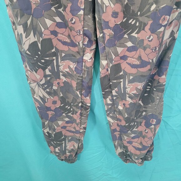 C&C California Floral Print Pants - S Lyocell Casual Joggers Elastic Waist&Cuffs - Picture 3 of 7